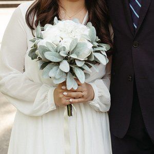 8-10" Ivory Boho Bridal/Wedding Bouquet plus Matching Boutonniere Set